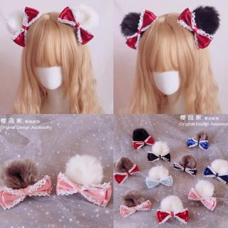 ☆くま耳ヘアクリップ♡ロリータ♡ロリィタ♡熊♡ゆめかわいい♡to alice(バレッタ/ヘアクリップ)