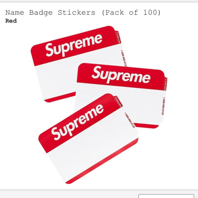 Supreme(シュプリーム)のSupreme  Name Badge Stickers Red インテリア/住まい/日用品の文房具(ノート/メモ帳/ふせん)の商品写真