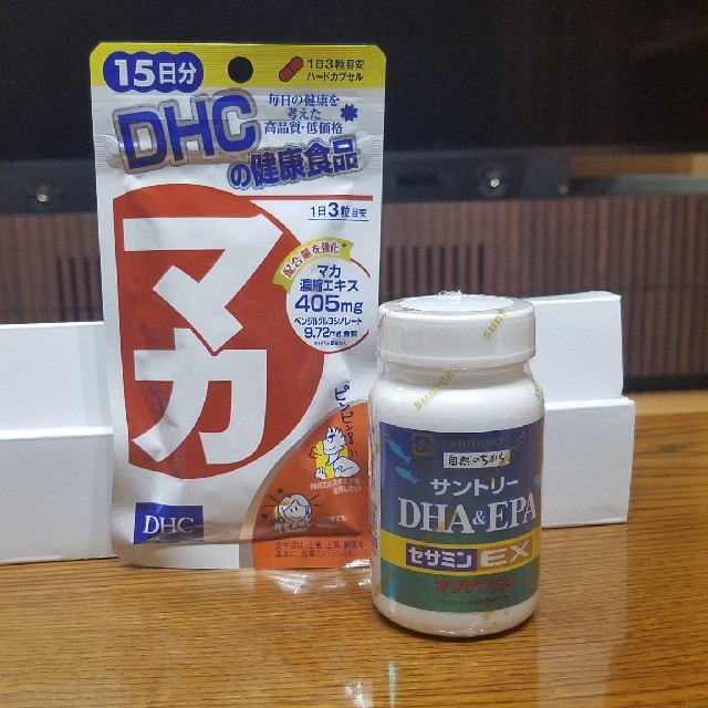 サントリー(サントリー)のサントリー DHA&EPA セサミンEX 120粒 + DHC マカ 45粒 食品/飲料/酒の健康食品(ビタミン)の商品写真