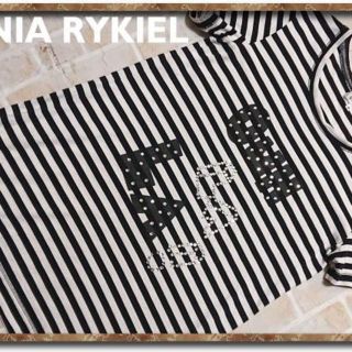 ソニアリキエル(SONIA RYKIEL)のソニアリキエル　ラインストーン付きボーダーカットソー　白×黒(カットソー(半袖/袖なし))