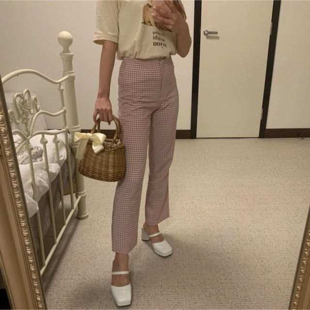 lavender pink gingham check pants レディースのパンツ(カジュアルパンツ)の商品写真