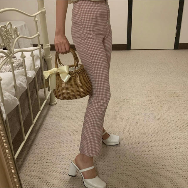 lavender pink gingham check pants レディースのパンツ(カジュアルパンツ)の商品写真