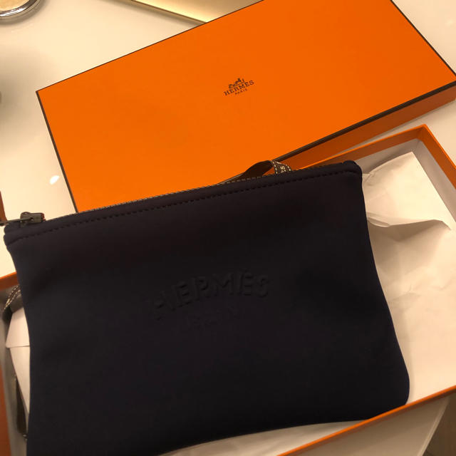 エルメス HERMES BAIN ポーチ 新作 ネイビー