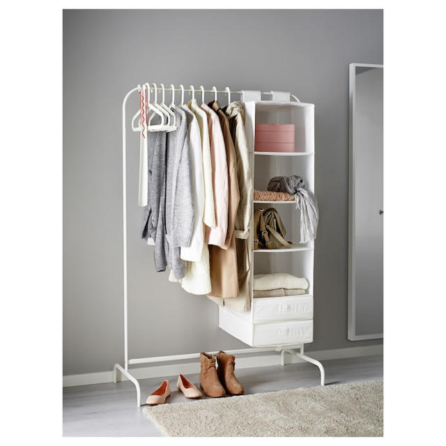 IKEA(イケア)のIKEAシングルハンガーラック 洋服ラックMULIG 新品 白2セット インテリア/住まい/日用品の収納家具(棚/ラック/タンス)の商品写真