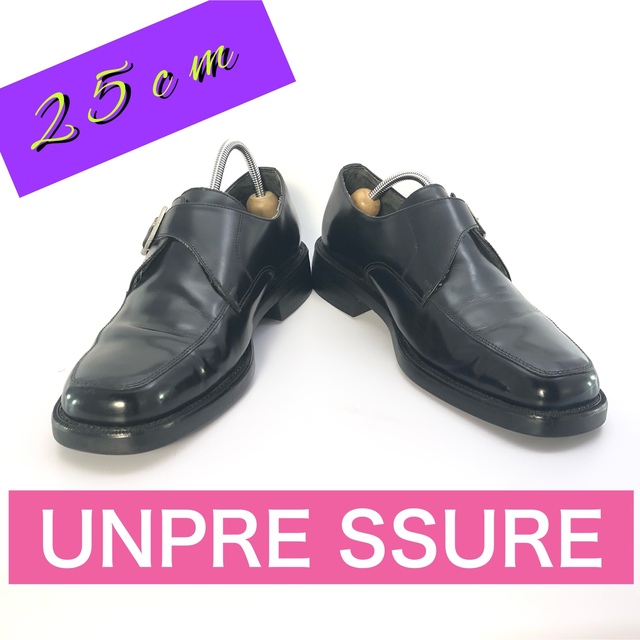 ☆UNPRE SSURE☆25.0cm/シングルモンク/革靴/黒 メンズの靴/シューズ(ドレス/ビジネス)の商品写真