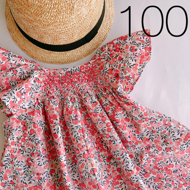 100 女の子　ワンピース　お出かけ　花　ボンポワン　MAKIE 好きな方 キッズ/ベビー/マタニティのキッズ服女の子用(90cm~)(ワンピース)の商品写真