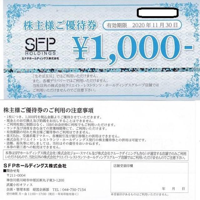 1万円分　SFPホールディングス　磯丸水産