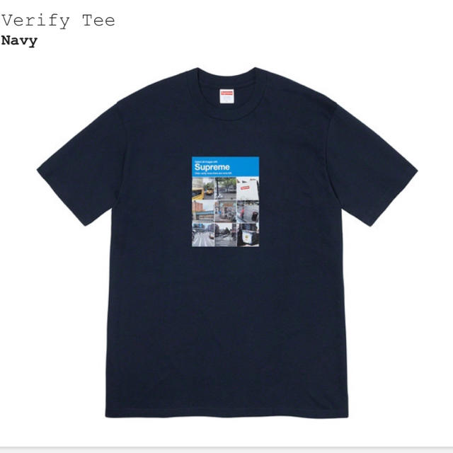 Supreme Verify Tee Navy Sサイズ 20AW