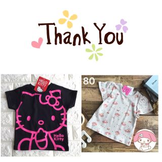 ハローキティ(ハローキティ)の❤️専用★【80】キティ 半袖 Tシャツ 黒+マイメロ 合計2点(Ｔシャツ)