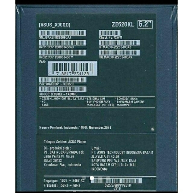 ASUS ZenFone5 ZE620KL  おまけ付き（バッテリーとケーブル）宗携ZB521293KL
