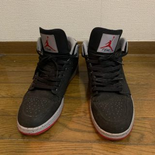 ナイキ(NIKE)の【28.5】ジョーダン1 BLACK/FIRERED-CEMENTGREY(スニーカー)