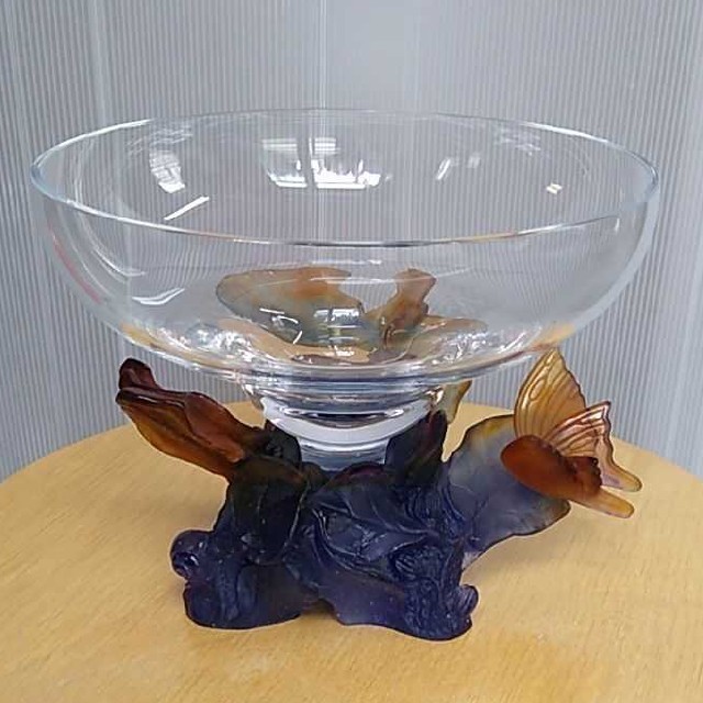 流行販売 ドームDaumクリスタルガラスコンポートフランス1950年代大皿