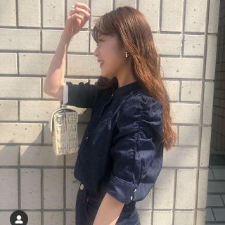 moussy - MOUSSY♡GATHER SLEEVE DENIMブラウス