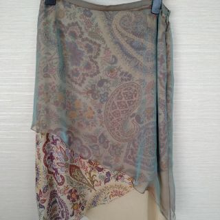 エトロ(ETRO)のETRO シルクシフォンスカート（難あり）(ひざ丈スカート)