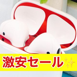 アップル(Apple)のAirPods エアーポッズ  ダストガードシール　レッド　赤色　送料無料　②(ヘッドフォン/イヤフォン)