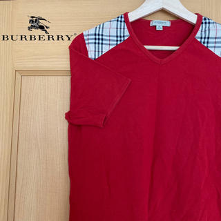 バーバリー(BURBERRY)のバーバリー　カットソー　赤　レッド　Tシャツ　レディース(Tシャツ(半袖/袖なし))