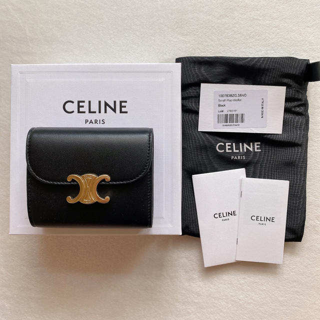 celine - 新品 CELINE トリオンフ スモールフラップウォレット ブラック