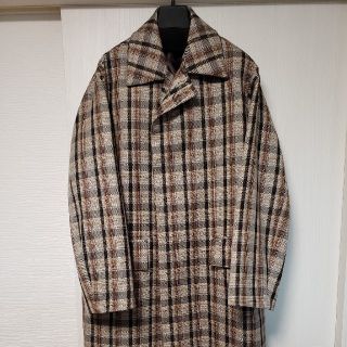 19aw auralee オーラリーダブルフェイスチェックステンカラーコート4(ステンカラーコート)