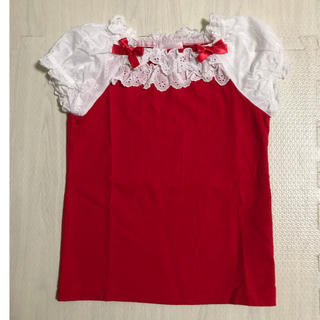 シャーリーテンプル(Shirley Temple)のシャーリーテンプル レースTEE カットソー 120 赤(Tシャツ/カットソー)