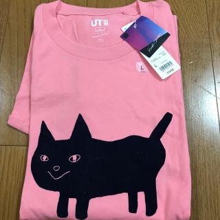 ユニクロ(UNIQLO)のLサイズ、ピンク　ネコ　米津玄師 ユニクロ コラボUT T(Tシャツ/カットソー(半袖/袖なし))