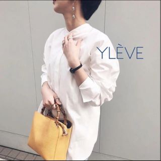 ドゥーズィエムクラス(DEUXIEME CLASSE)のYLEVE イレーヴ マオカラー ノーカラー シャツ ロング 白(シャツ/ブラウス(長袖/七分))