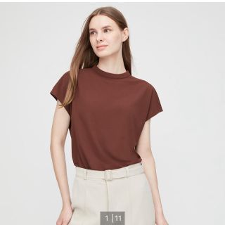 ユニクロ(UNIQLO)のクレープジャージースタンドカラーT(シャツ/ブラウス(半袖/袖なし))