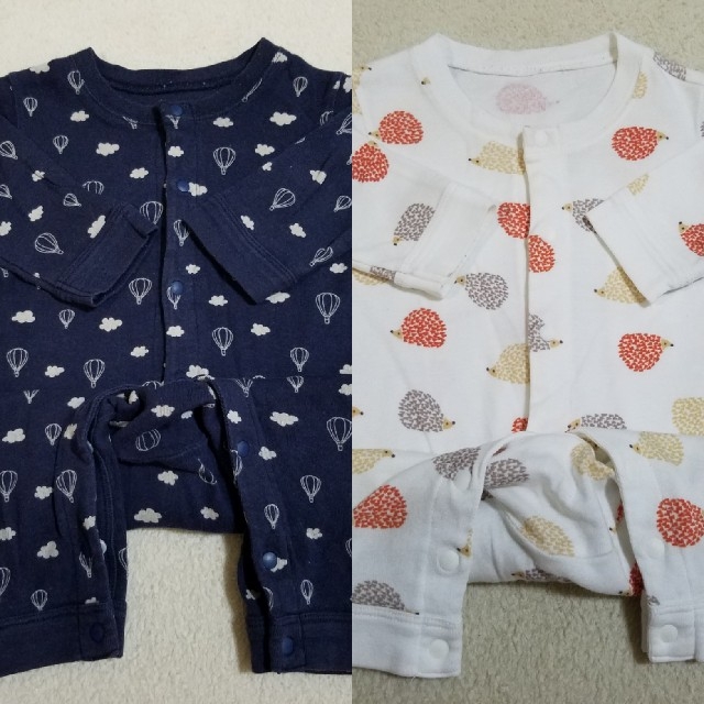 UNIQLO(ユニクロ)のUNIQLOカバーオール2枚＊60-70cm キッズ/ベビー/マタニティのベビー服(~85cm)(カバーオール)の商品写真