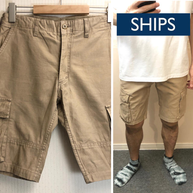 SHIPS(シップス)のSHIPSカーゴパンツハーフパンツベージュパンツショートパンツメンズ メンズのパンツ(ショートパンツ)の商品写真