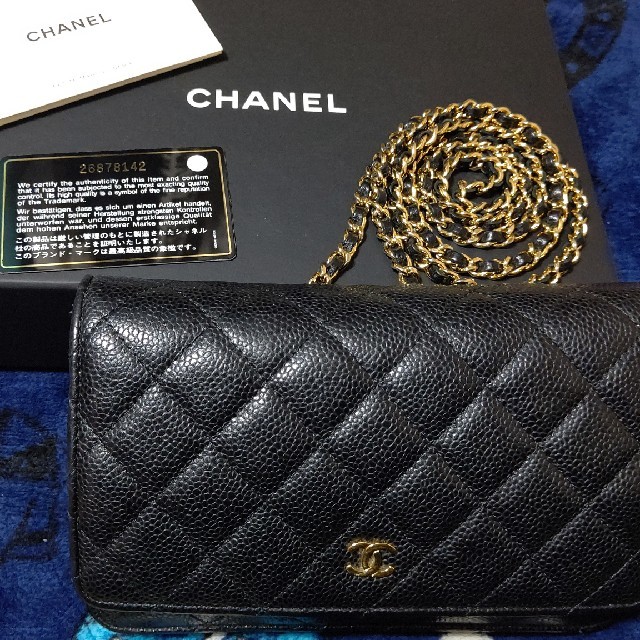 CHANEL☆26番台☆ブラック×ゴールド☆チェーンウォレット