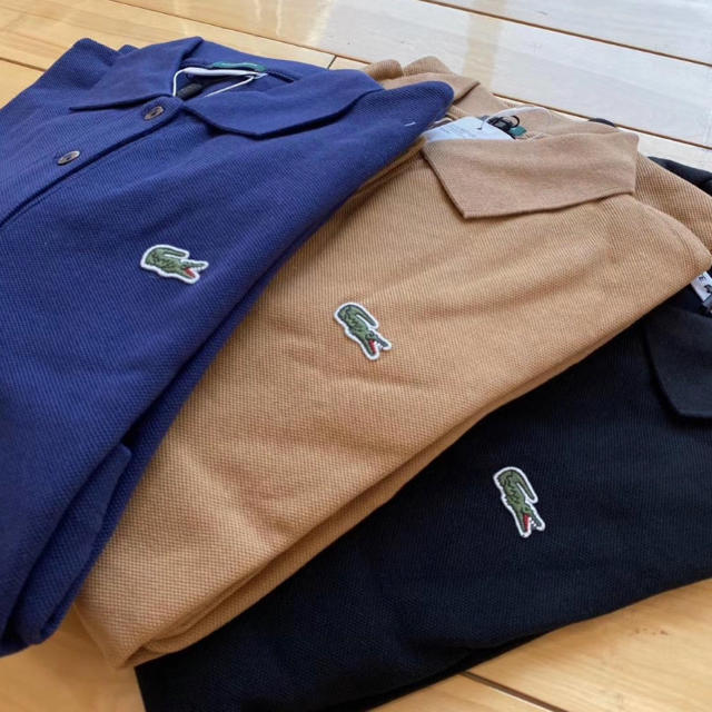 BEAMS BOY(ビームスボーイ)のLACOSTE × BEAMS BOY  別注 ポロ ロング ワンピース　黒 レディースのワンピース(ロングワンピース/マキシワンピース)の商品写真