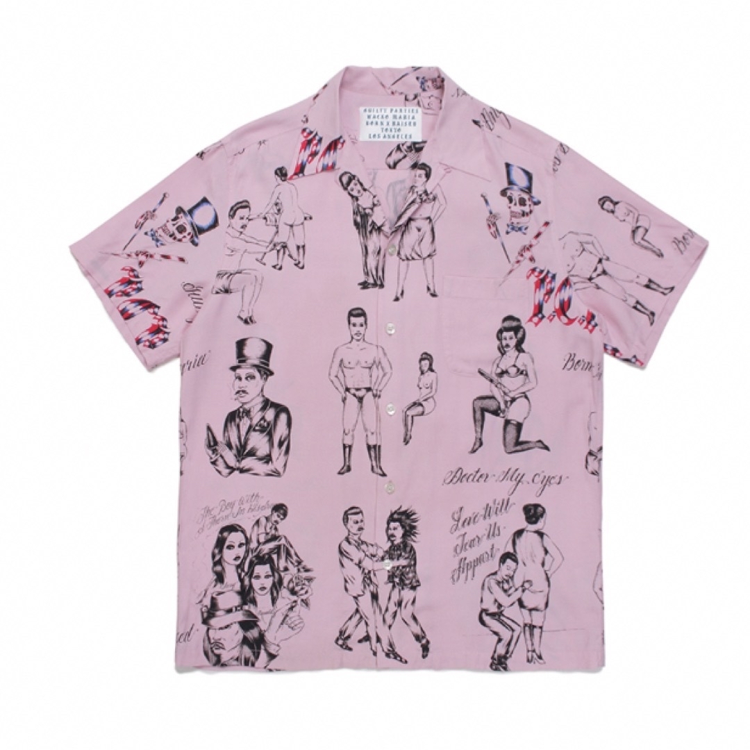 ワコマリア BORNXRAISED アロハ シャツ ピンク XL