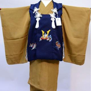 七五三 三歳 男児 日本製 正絹 被布 着物フルセット 兜刺繍 NO31016(和服/着物)