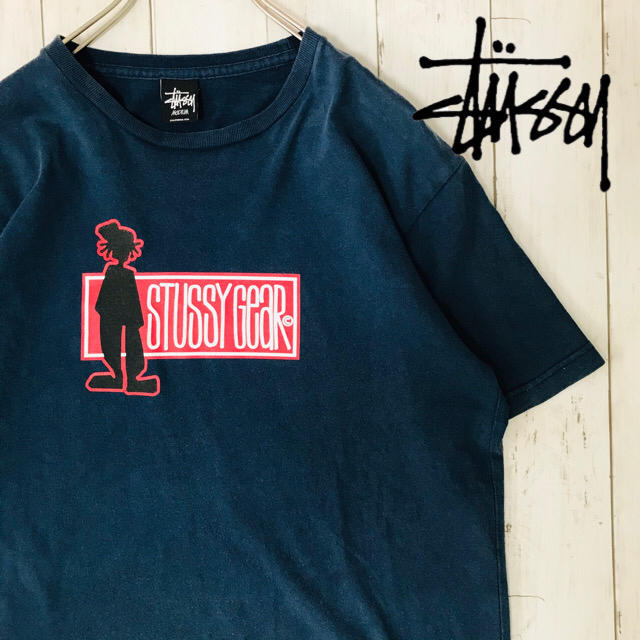 STUSSY - ☆レア☆ ステューシー Tシャツ シャドーマン ネイビー Ｍの