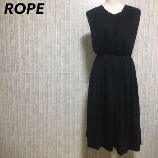 ロペ(ROPE’)のロペ ROPE ワンピース 半袖 カシュクール ロング フレアワンピース 黒(ロングワンピース/マキシワンピース)