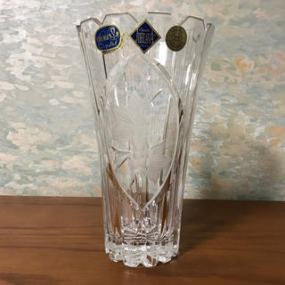ボヘミア クリスタル(BOHEMIA Cristal)のチェコ・ボヘミア  クリスタルカットガラス 花入れ  広口花瓶(花瓶)