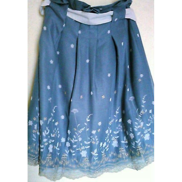 KATHARINE ROSS - 美品☆日本製Mサイズ裾スカラップ花柄刺繍スカート