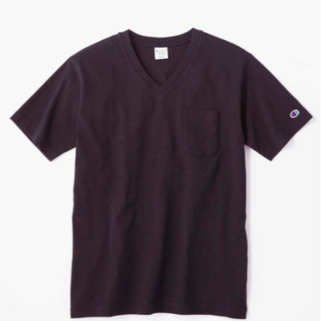 Champion(チャンピオン)の【Champion】USAコットン無地VネックポケットＴシャツ 黒 Mサイズ メンズのトップス(Tシャツ/カットソー(半袖/袖なし))の商品写真