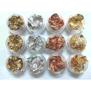 ◆バラ売り可◆金箔 銀箔 銅箔 混箔 12個セット パーツ カラージェル ネイル(デコパーツ)