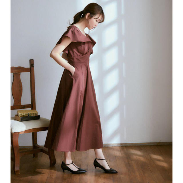 SNIDEL(スナイデル)のherlipto Deep V back long dress レディースのワンピース(ロングワンピース/マキシワンピース)の商品写真