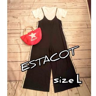 エスタコット(ESTACOT)のESTACOT サロペット Ｌサイズ 新品未使用(サロペット/オーバーオール)