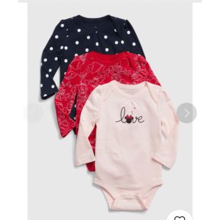 ベビーギャップ(babyGAP)の新品　baby GAP ディズニー・ミニー ボディスーツ　3枚　70(肌着/下着)