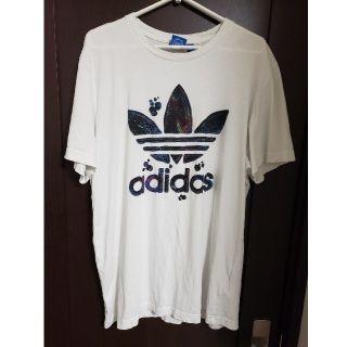 アディダス(adidas)の値下げ中！adidas originalペンキ風ロゴTシャツ　XOサイズ(Tシャツ/カットソー(半袖/袖なし))