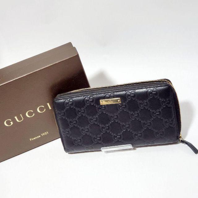 新品?正規品 【美品】GUCCI グッチ 長財布 GG柄 ブラック カーフレザー