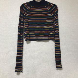 ザラ(ZARA)のZARAザラ・ショート丈ボーダーハイネックリブニット(ニット/セーター)