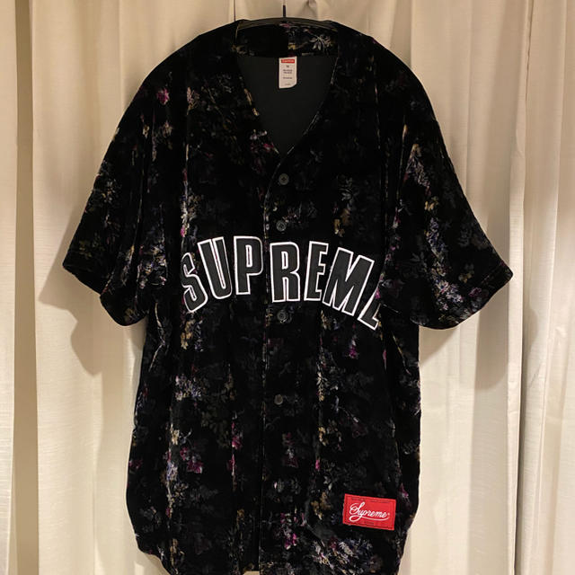 supreme floral velour baseball jersey M