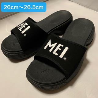 MEI フラット サンダル スライダー 黒 夏 軽い シューズ スニーカー 靴(サンダル)