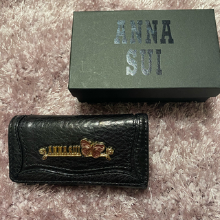 アナスイ(ANNA SUI)のANNA SUI  4連キーケース ブラック 牛革　箱&ケアカード付き(キーケース)