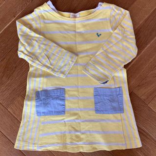 中古品 春服 長袖 90 ハッシュアッシュ チュニック丈 ボーダー ロンT(Tシャツ/カットソー)