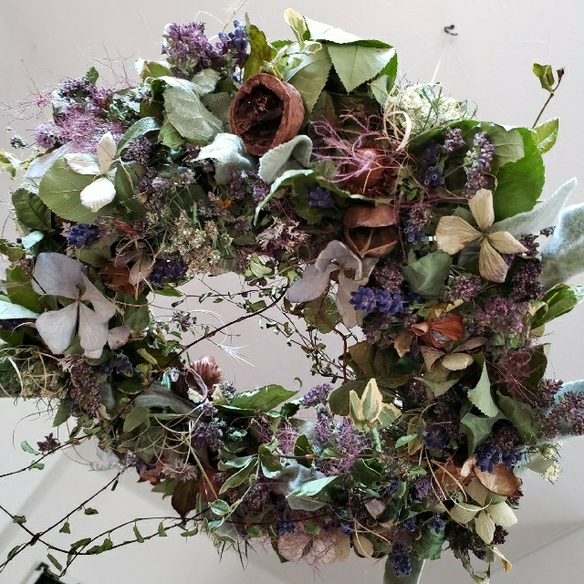 ドライフラワー 紫陽花のフライングリースとフラワーボール3種類 ドライフラワー 紫陽花のフライングリースとフラワーボール3種類
