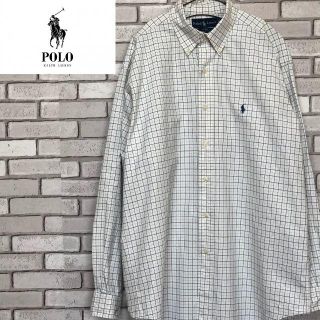 ポロラルフローレン(POLO RALPH LAUREN)の美品 ポロラルフローレン チェック柄 二重織コットン 長袖BDシャツ 刺繍入 M(シャツ)